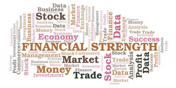 金融力の単語の雲 テキストのみで作られた Wordcloud — ストック写真