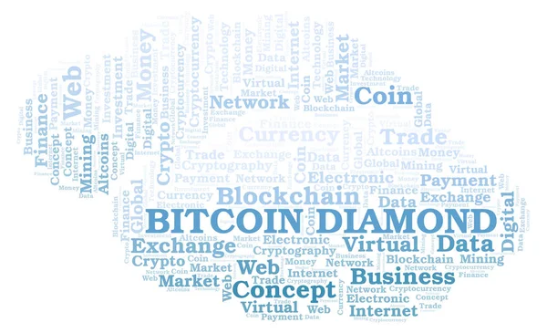 Bitcoin Diamante Criptomoeda Nuvem Palavra Moeda Nuvem Word Feita Apenas — Fotografia de Stock