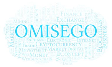 Omisego cryptocurrency para kelime bulutu. Yalnızca metin ile yapılan kelime bulutu.