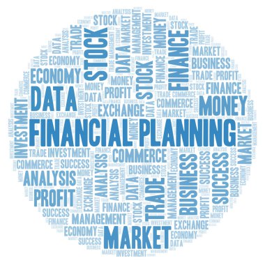 Finansal planlama kelime bulutu, yalnızca metin ile yapılan wordcloud.