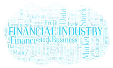 Finansal sanayi kelime bulutu, yalnızca metin ile yapılan wordcloud.