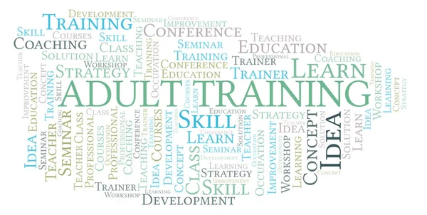 Adult Training Parola Nuvola Wordcloud Realizzato Solo Con Testo — Foto Stock