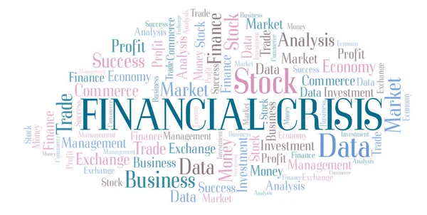 Crise Financeira Nuvem Palavras Wordcloud Feita Apenas Com Texto — Fotografia de Stock