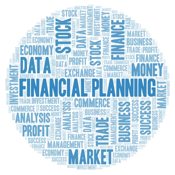 Financiële Planning Woord Wolk Wordcloud Gemaakt Met Alleen Tekst — Stockfoto