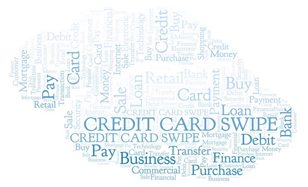 Credit Card Swipe Word Cloud Wordcloud Gemaakt Met Alleen Tekst — Stockfoto