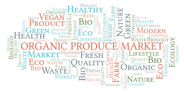 Organic Produce Market Word Cloud Wordcloud Composé Uniquement Texte — Photo