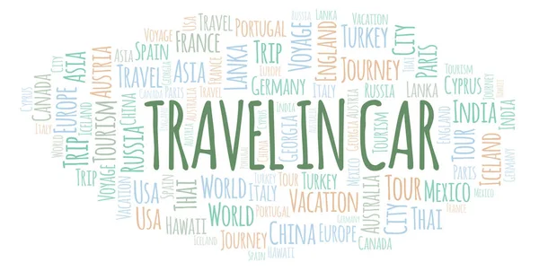 Travel Car Parola Nuvola Wordcloud Realizzato Solo Con Testo — Foto Stock