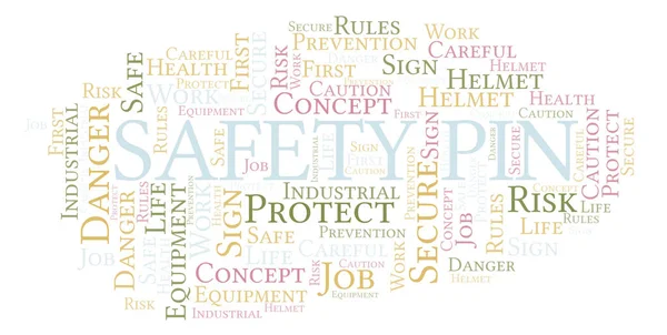 Safety Pin word cloud. Word cloud made with text only.