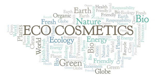 Eco Cosmetics Slovo Mrak Wordcloud Pouze Text — Stock fotografie