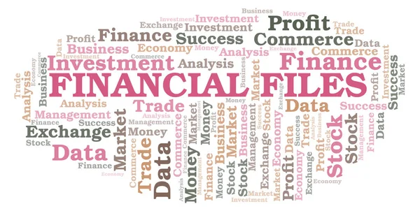 Arquivos Financeiros Nuvem Palavras Wordcloud Feita Apenas Com Texto — Fotografia de Stock