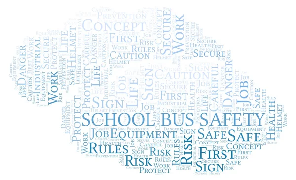 Ônibus Escolar Nuvem Palavras Segurança Nuvem Word Feita Apenas Com — Fotografia de Stock