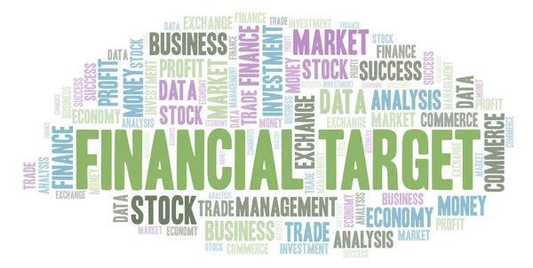 Financial Target Nuvem Palavras Wordcloud Feita Apenas Com Texto — Fotografia de Stock