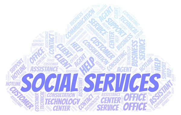 Servicios Sociales Palabra Nube Wordcloud Hecho Solo Con Texto —  Fotos de Stock