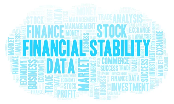金融安定性の単語の雲 テキストのみで作られた Wordcloud — ストック写真