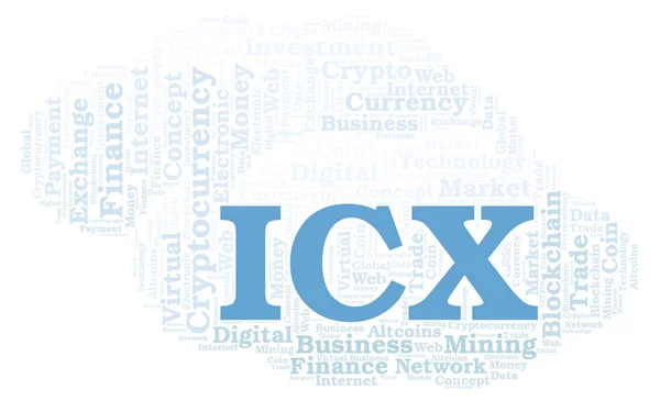 Облако Слов Icx Icon Криптовалюте Облако Слов Текстом — стоковое фото