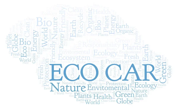 Nuvem Palavras Eco Car Wordcloud Feito Apenas Com Texto — Fotografia de Stock