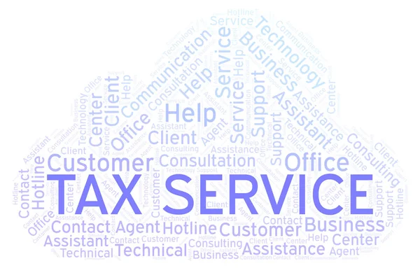 税サービス単語の雲 テキストのみで作られた Wordcloud — ストック写真