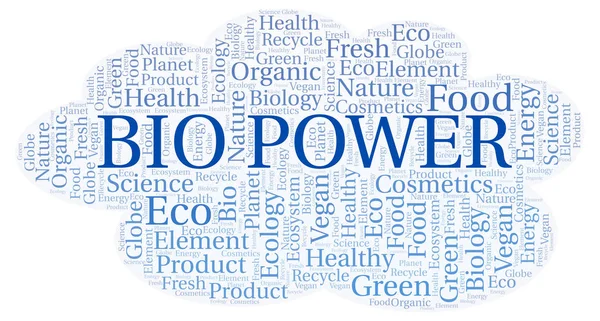 Bio Power Parola Nube Wordcloud Realizzato Solo Con Testo — Foto Stock