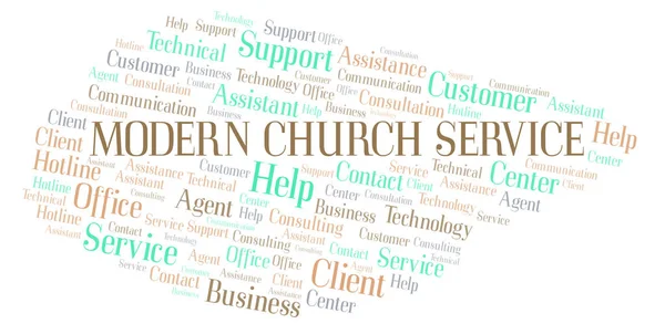 Modern Church Service word cloud. Wordcloud made with text only.