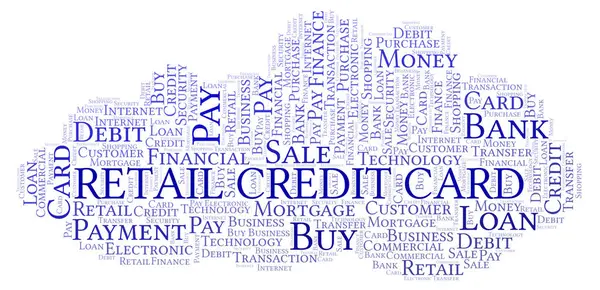 Retail Kreditkort Word Cloud Wordcloud Gjorda Med Endast Text — Stockfoto