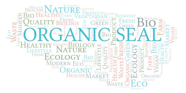 Organic Seal Word Cloud Wordcloud Made Text Only — Stock Photo, Image