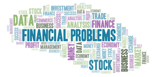 Problemas Financeiros Nuvem Palavras Wordcloud Feita Apenas Com Texto — Fotografia de Stock