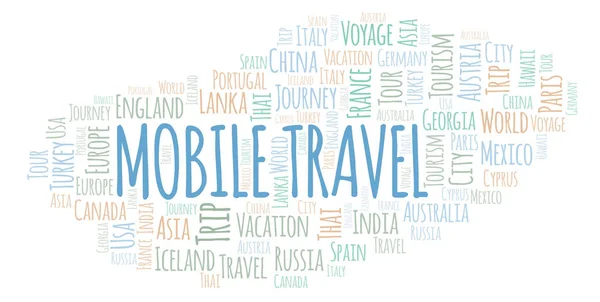 Mobil Utazási Szó Felhő Wordcloud Készült Csak Szöveg — Stock Fotó
