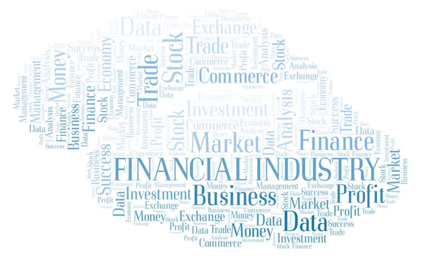 Indústria Financeira Nuvem Palavras Wordcloud Feita Apenas Com Texto — Fotografia de Stock