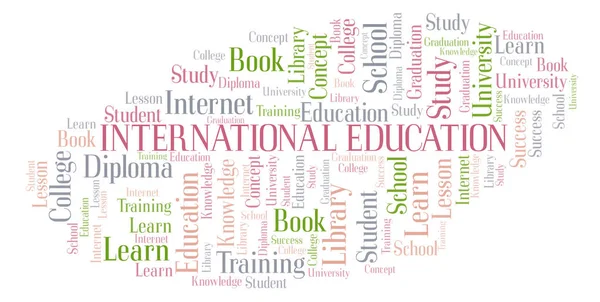 Nube Palabra Educación Internacional Wordcloud Con Sólo Texto — Foto de Stock