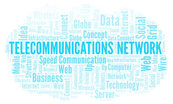 Telecommunications Network Word Cloud Word Cloud Med Endast Text — Stockfoto