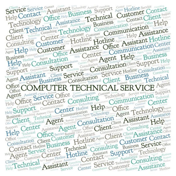 Computadora Servicio Técnico Palabra Nube Wordcloud Hecho Solo Con Texto — Foto de Stock