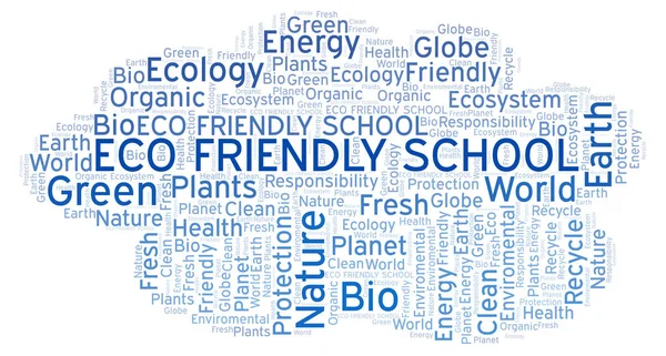 Eco Friendly School Word Cloud Wordcloud Gjorda Med Endast Text — Stockfoto