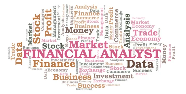 Finanční Analytik Slovo Mrak Wordcloud Pouze Text — Stock fotografie