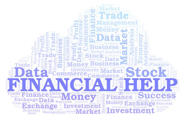 Pénzügyi Segítség Szó Felhő Wordcloud Készült Csak Szöveg — Stock Fotó