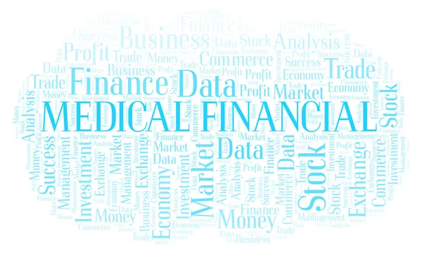 医療金融単語の雲 テキストのみで作られた Wordcloud — ストック写真