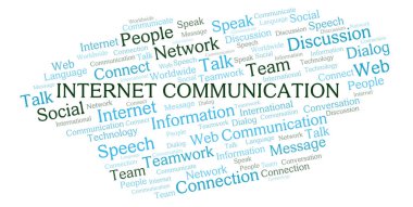 Internet iletişimi kelime bulutu. Yalnızca metin ile yapılan Wordcloud.