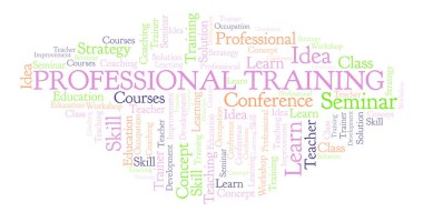 Profesyonel eğitim kelime bulutu. Yalnızca metin ile yapılan Wordcloud.