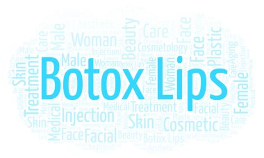 Botox dudaklarını bulut kelime. Yalnızca metin ile yapılan Wordcloud.