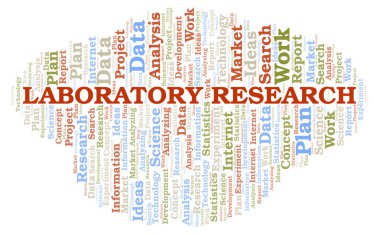 Laboratuvar araştırma kelime bulutu. Yalnızca metin ile yapılan Wordcloud.