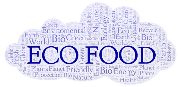 Eco Food Uma Nuvem Palavras Forma Coração Wordcloud Feito Apenas — Fotografia de Stock