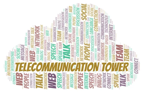 Torre Telecomunicação Nuvem Palavras Wordcloud Feito Apenas Com Texto — Fotografia de Stock