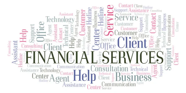 Pénzügyi Szolgáltatások Szó Felhő Wordcloud Készült Csak Szöveg — Stock Fotó
