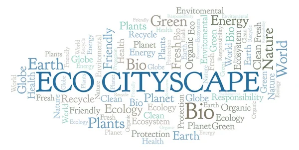 Nuvem Palavras Eco Cityscape Wordcloud Feito Apenas Com Texto — Fotografia de Stock