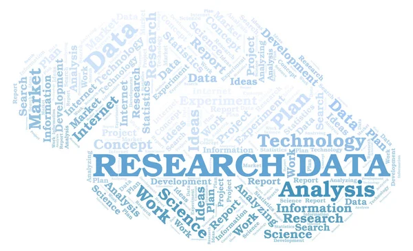 Forskning Data Word Cloud Wordcloud Gjorda Med Endast Text — Stockfoto