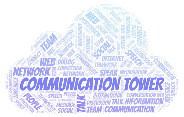 Communicatie Toren Word Cloud Wordcloud Gemaakt Met Alleen Tekst — Stockfoto