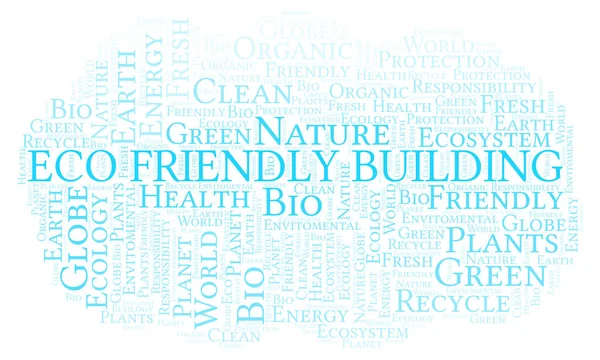 Eco Friendly Budova Slovo Mrak Wordcloud Pouze Text — Stock fotografie