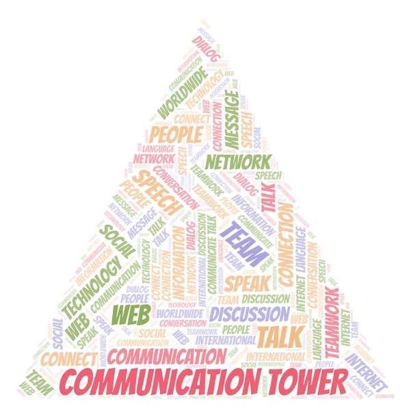Communicatie Toren Word Cloud Wordcloud Gemaakt Met Alleen Tekst — Stockfoto