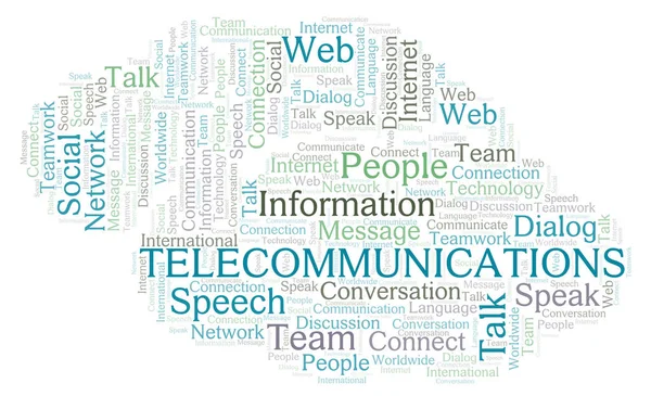 Nuvem Palavras Telecomunicações Wordcloud Feito Apenas Com Texto — Fotografia de Stock