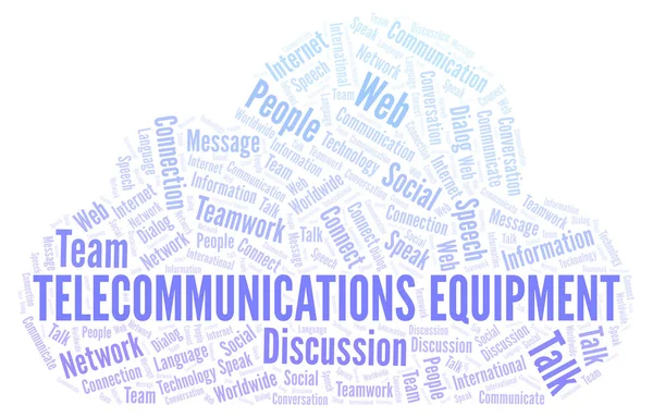 Equipamento Telecomunicações Nuvem Palavras Wordcloud Feito Apenas Com Texto — Fotografia de Stock