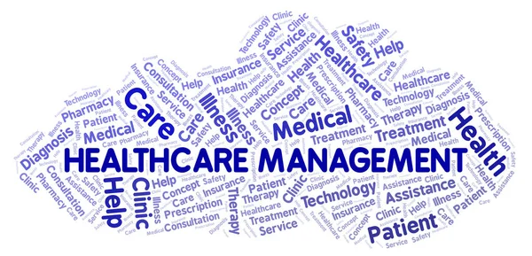 Healthcare Management Nuvem Palavras Wordcloud Feito Apenas Com Texto — Fotografia de Stock